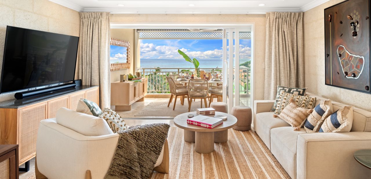Wider view of Poinciana living room