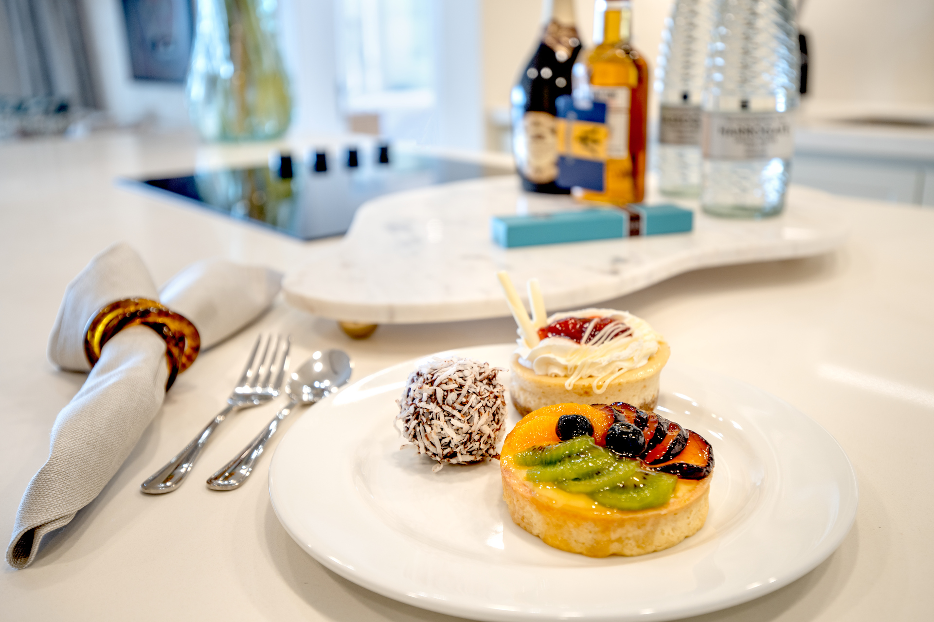 Welcome treats and refreshments prepared for guests at Poinciana Luxe Escapes